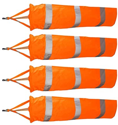 Takingup 4 Piezas Manga de Viento para Aeropuerto de 60 cm/24 Pulgadas con Cinturones Reflectantes, Bolsa de Calcetines Oxford Impermeable con dirección del Viento, Calcetines de Naranjas para Exteri