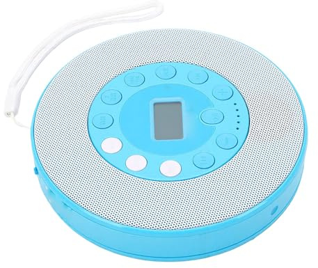 Bewinner Bärbar CD-spelare, Uppladdningsbar Personlig CD-spelare med Högtalare, Bluetooth Compact Disc-musikspelare för Bil Hemresor Anti Hoppa över Minnesuppspelning AUX 3,5 Mm USB (Blå)