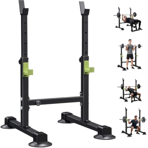 Adjustable Squat Rack, Multifunctional Barbell Stand, Heavy Duty Bench Press Rack, Strength Training Dip Station, Fitness Power Rack Weight Bench Support for Home Gym, Max Load 250kg, Height 99-121cm