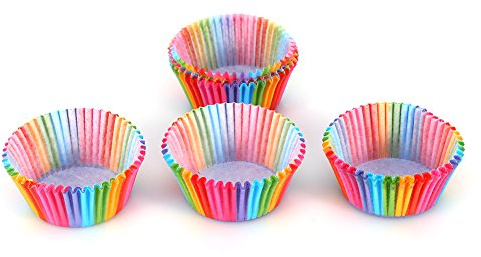 Estink Pappersform för Muffins och Kakor, Regnbågsfärger, 100 Stycken