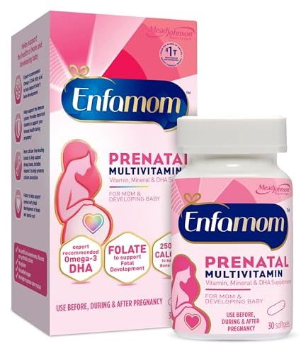 Enfamom Prenatal Vitamin Supplement for Pregnant and Lactating Women from Enfamil, 30 Softgels, Omega-3 DHA + Folate + Calcium