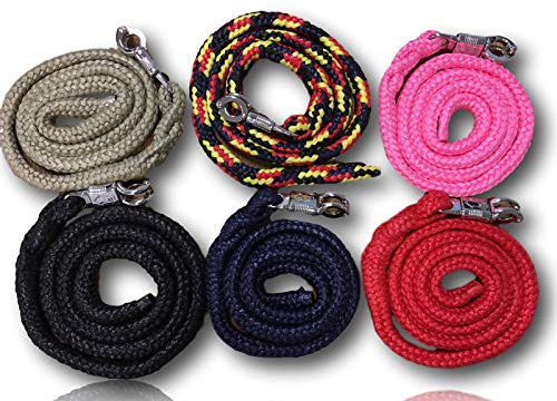 Cuerda de guía con gancho de pánico, para caballos, ponis, shetty, burro, en muchos diseños elegantes, longitud 1,60 m (negro, rojo y amarillo)