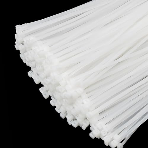 XINGO White Cable Ties Pack of 1000, 300mm x 4.8mm, Premium Nylon Durable Zip Ties, Self-Locking UV Resistant Nylon Plastic Wire Ties for Indoor and Outdoor