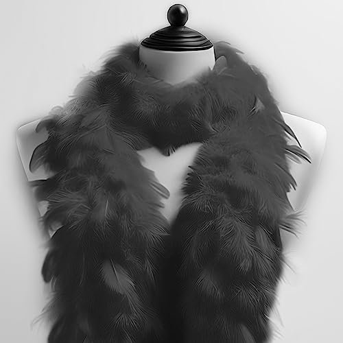 Federboa einfarbig, Federdichten wählbar, Länge ca. 1,80m, Federstola Federschal Kostüm Karneval 20er Jahre Charleston Burlesque kuschelig Einheitsgröße (Grau)