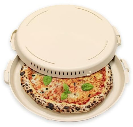PIZZycle Pizzakarton Mehrweg Pizza Aufbewahrungsbox stapelbar - nachhaltig - wärmeisolierend - Pizzabox passend für Pizza bis 33x33 cm - Pizza Mehrwegverpackung - Pizza Box mit Deckel (Dough)