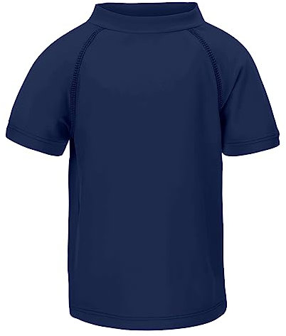 LACOFIA Jungen Kurzarm Badeshirt Kinder Sonnenschutz Schwimmshirt Kinder Rashguard Schnelltrocknendes Marine 13-14 Jahre/158-164