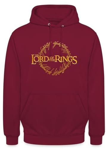 Spreadshirt Der Herr Der Ringe Großes Logo Mit Ring-Inschrift Unisex Hoodie, M, Bordeaux