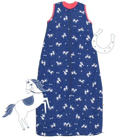schlummersack Schlafsack Baby Sommer 110 cm dünn Pferde | Babyschlafsack Sommer 1.0 Tog 1 Tog Baby Schlafsack Sommer | Schlafsack Baby Baumwolle Sommer Frühling