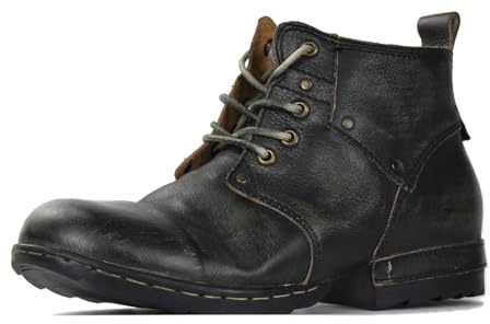 COWSDELLA Hombres Negro retro Diseño Chukka Botas con cordones Motocicleta Casual Cuero Vestido Tobillo Bota para Hombre Moda 6015-3-B-8.5-R