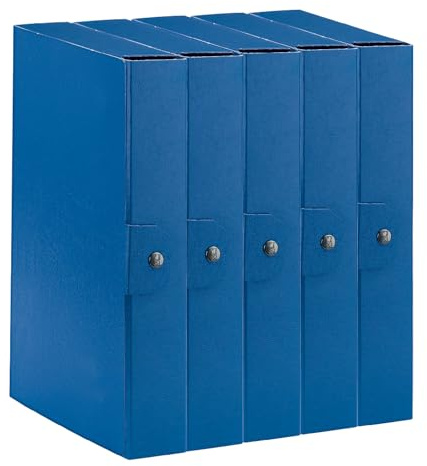 Esselte C26 Eurobox 390326050 - Carpeta proyectos para archivar, cierre con botón, 25 x 35 cm, lomo 6 cm, azul, paquete de 5 unidades