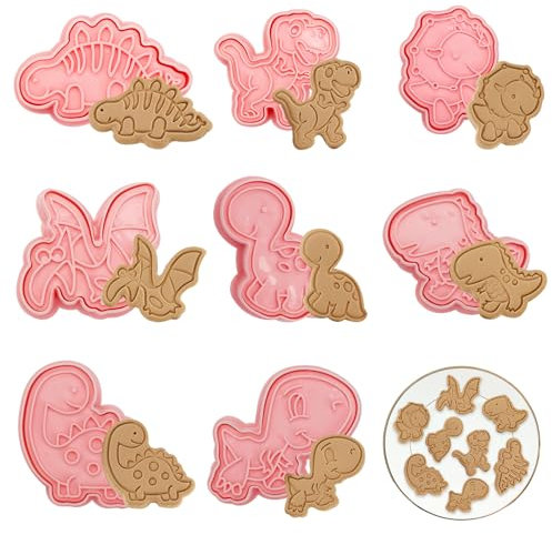 8 Pièces Emporte Piece Dinosaure, Moule à Biscuits pour Enfants, 3D Moule Biscuit Plastique, Emporte Piece Patisserie, Emporte Piece Animaux pour Biscuits, Fondant, Beignets, Décoration De Gâteaux