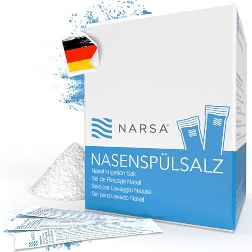 NARSA Sal para lavado nasal 30 unidades – Paquete de almacenamiento con sal nasal para ducha nasal – Sal de lavado nasal sin conservantes – 30 bolsas de 2,25 g de sal para lavado nasal – Fabricado en