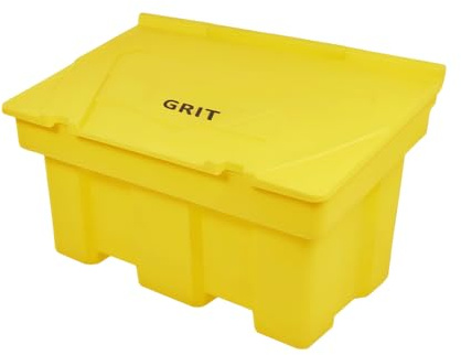 170L Yellow Grit Salt Bin Stackable Lockable Heavy Duty Containers 100x53x61CM Outdoor Rock Salt/Sand Storage with Lid