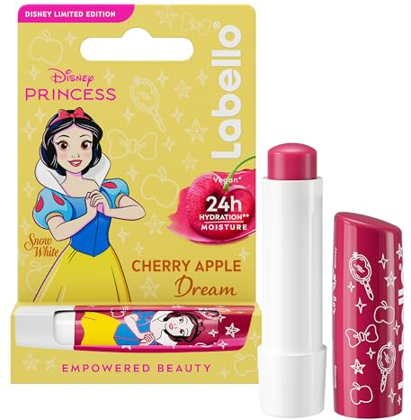 LABELLO Baume à lèvres Édition Limitée Disney Princesse Blanche-Neige Cherry Apple Dream 1x 4,8 g — Stick à lèvres hydratant pour enfants — Baume parfumé à la cerise