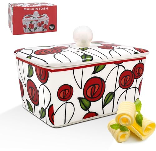 The Leonardo Collection Mackintosh Fine China Butter Dish | Ceramic butter keeper, Art Nouveau design, everyday use