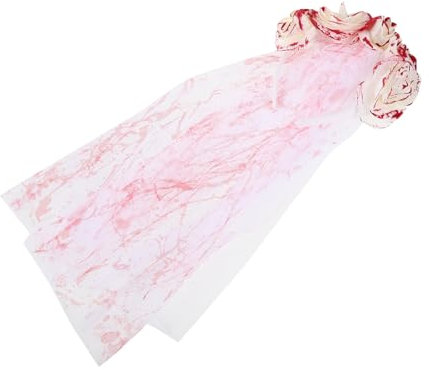 Holibanna La Mariée Fantôme Répand Du Sang Sur Son Voile Costume De Voile Noir Voile Funéraire Noir Coiffe D'halloween Casque D'halloween Voile Gothique Costume Du Jour Des Morts Engrener
