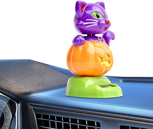 Genérico Figurines solaires oscillatrices, ornement solaire de et de chat qui bouge la tête pour voiture | Décoration de bureau pour véhicules, camping-cars, bureaux, table et rebord de