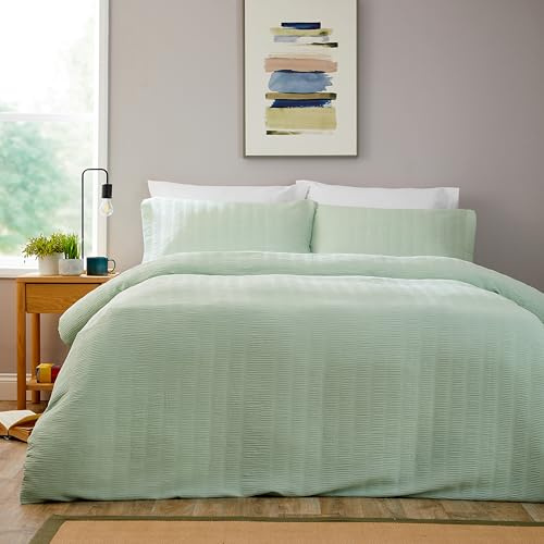 Olivia Rocco Belgravia Duvet Cover Set with Pillowcases Soft Easy Care Modern Bedding Quilt Bed Linen sets, Sage Green Double