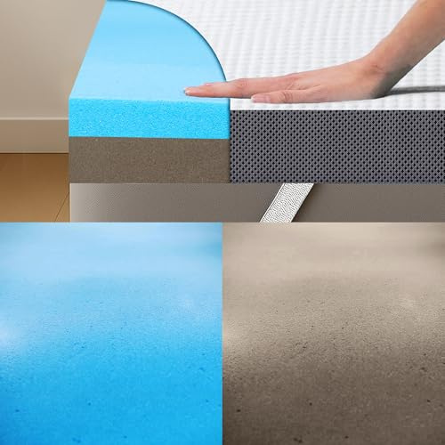 MKS Topper in schiuma gel di lusso 220 x 200 – 2 in 1 H3/H4 con comfort a 5 strati, antiscivolo e traspirante – Coprimaterasso ergonomico per dormiente laterale, schiena e pancia