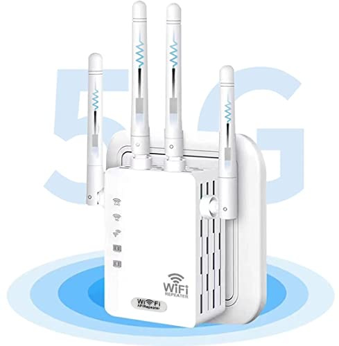 SOOTEWAY Newest WiFi Extender Booster Blazing-Fast 1200Mbps WiFi Booster Range Extender Dual Band 5GHz & 2.4GHz Wireless Internet Booster/Hotspot with 2800 Sq.Ft Wider Coverage, Easy Setup, UK Plug