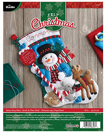 Bucilla 86707 Felt Applique Stocking Kit, 18, Santa Stop Here,