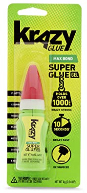 Krazy Glue Max Bond Gel EZ Squeeze, 4 g, Extra-Strong Superglue for Plastic, Ceramic, Wood, Rubber, Metal, Leather & More, Impact-Resistant, No-Run, Fast-Setting Adhesive, Holds Over 1000 Lbs*
