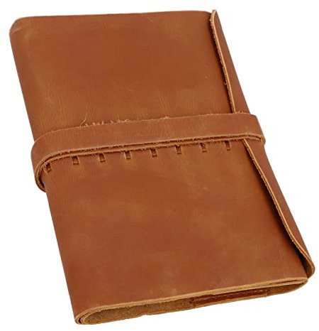 Gusti Notizbuch Leder - Elinor Gästebuch Tagebuch Hochzeit Buch Poesiealbum Skizzenbuch mit Braun Leder