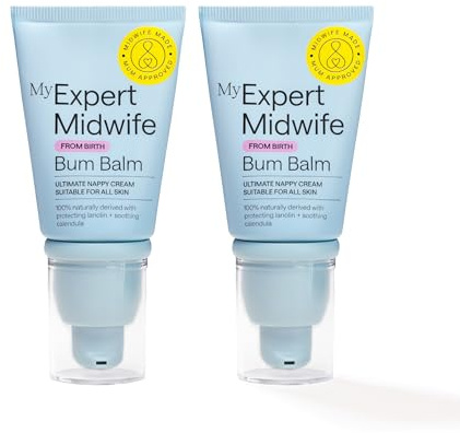 My Expert Midwife No Harm Bum Balm Nappy Cream, 100% Naturally Derived Baby Bottom Balm, protect & help recovery from nappy rash, gentle, moisturising serum. Suitable for Newborn babies - 30ml