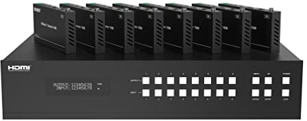FOURKAY 8x8 HDMI over CAT6 Matrix 4K60 150m, HDBT, Audio Extraction, Scaler