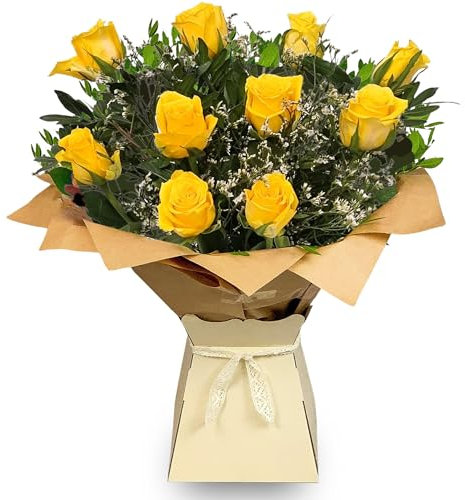 Yellow Rose Bouquet - Fresh Yellow Roses for Birthdays, Anniversaries, Thank You Gifts - Fleur De Luxe Flowers