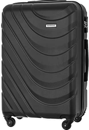 BARRENS Valigia media | Bagaglio da stiva | 67x46x26 cm | 63 L | Valigia da viaggio Cipher Lock | Ruote 4x360 | Custodia rigida | Compatibile con le compagnie aeree | Nero