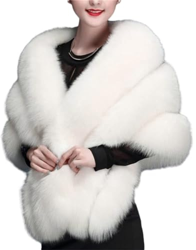 Mujeres Novia Boda Piel Sintética Bufanda Envoltura de Piel Novia 1920 1950 Fiesta Bufanda Estola Fur Wraps y Chales para Mujeres, c, 1