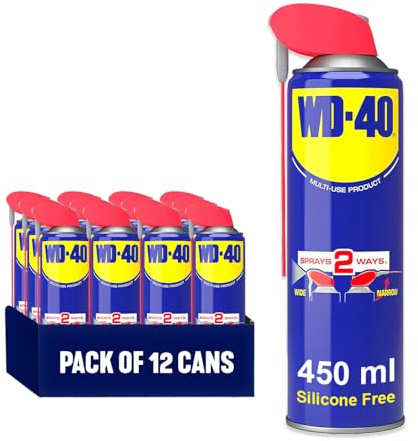 WD-40 Multi-Use Product Lubricant Spray, Smart Straw, 450ml, 12-Pack | WD-40 Multipack 12 x 450ml, Smart Straw, Wide & Narrow Spray Modes, Displaces Moisture, Rust & Corrosion Protection on Metals