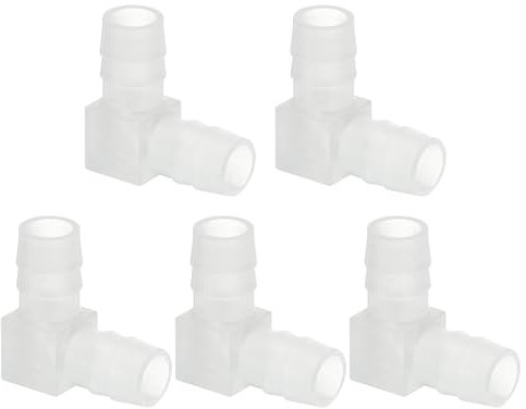 PATIKIL Coude à 90 degrés en Plastique de 0,39 Pouce, 5 Paquets de Raccords en L-barbelé connecteur de jonction égal à Deux Voies pour Tuyau d'arrosage, Carburant, gaz, Liquide, air