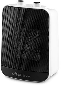 Ufesa Hadar Calefactor Cerámico Vertical 2000W con Termostato Regulable, Protección de Sobrecalentamiento, Interruptor Antivuelco y Asa de Transporte | Calefactor Eléctrico Bajo Consumo