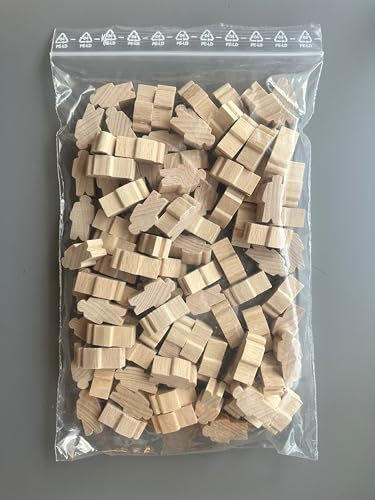 Generiska figurer för män, 100 stycken, natur I Meeple, brädfigurer, träfigur, spelfigurer, trä, brädspelsfigurer, trä, träbrädspel, brädspelset, spelfigur-set