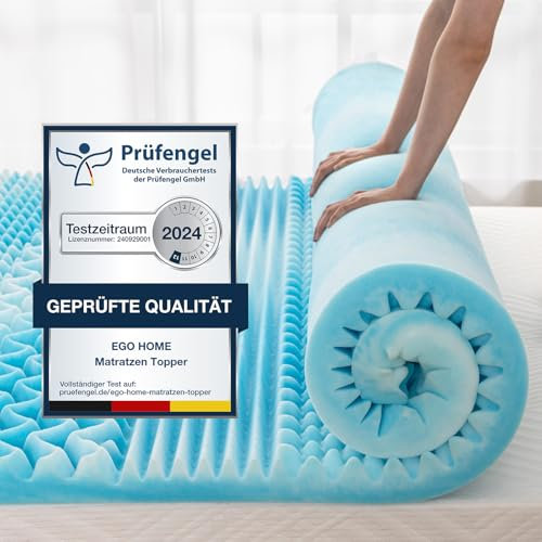 EGO HOME Topper 90x200cm, 6cm Höhe 7 Zonen matratzen Topper aus Schaumstoff, CertiPUR EU Zertifiziert, matratzentopper 90x200cm Ohne Bezug für Boxspringbett Matratzen Schlafsofa