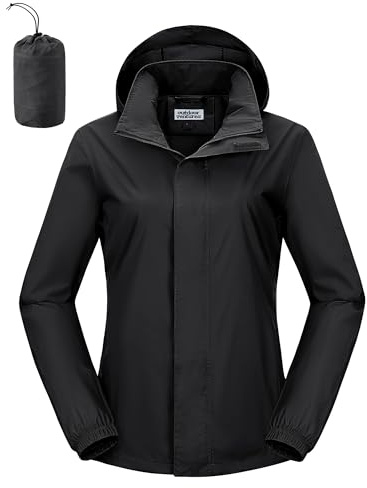 Outdoor Ventures Women's Raincoat Waterproof Rain Jacket Foldaway Hood | Lightweight Packable Windbreaker, Cycling Jacket, Functional Coat with Stowaway Hood, Inner Pockets for Golf, Walking, Hiking