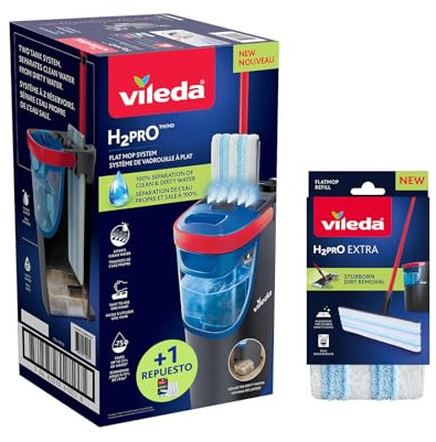 Vileda H2prO - Sistema di pulizia per mocio piatto che separa l'acqua pulita dalla sporcizia.