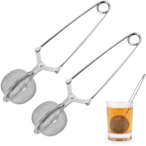 2 pinze da tè per tè sfuso, in acciaio inox per tè sfuso, colino per tè, infusore, pinza da tè con manico antiruggine, utensile da cucina per tè e spezie, pinza per scolapasta per amanti del tè (4,5 ×