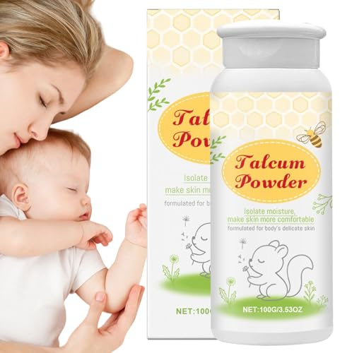 Poudre pour bébé, 100 g de poudre à dépoussiérer, formule d'amidon de maïs pour apaiser, soin doux pour la peau délicate, sûre et non irritante, idéale pour après la douche et utilisation jour/nuit