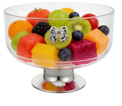 Toyvian Pedestal Trifle Bowl, Round Acrylic Dessert Dish Large Footed Fruit Serving Bowl for Home Kitchen Table Wedding Party Decoration, 9inch
