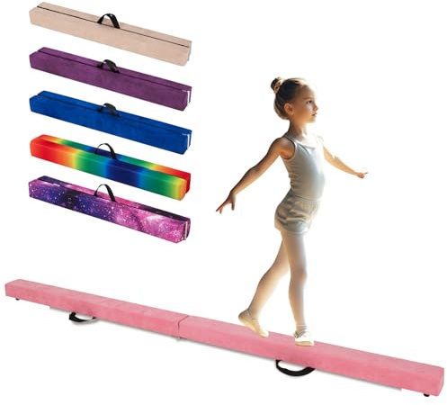 SPOTRAVEL Folding Gymnastic Beam, Portable Floor Balance Beam | with Carrying Handles and Anti-Slip Base, Extra Firm Gymnastic Equipment for Toddlers, Gymnasts & Cheerleaders