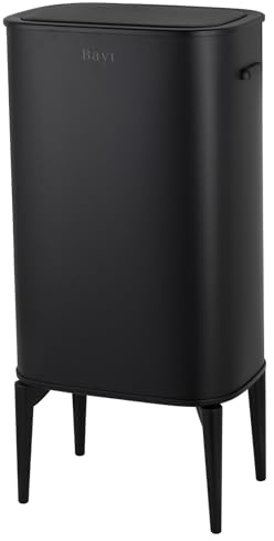 Bayt Cubo de Basura Cocina con Sensor 60L, Papelera Cocina con Patas y Tapa Antiolor, Cubo Basura Automático de Acero Inoxidable para Casa y Oficina, Negro
