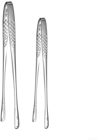Pinzas para parrilla de cocina, 2 piezas, herramientas rectas de acero inoxidable para manejar alimentos y seguridad durante la cocción y la barbacoa (plateado)