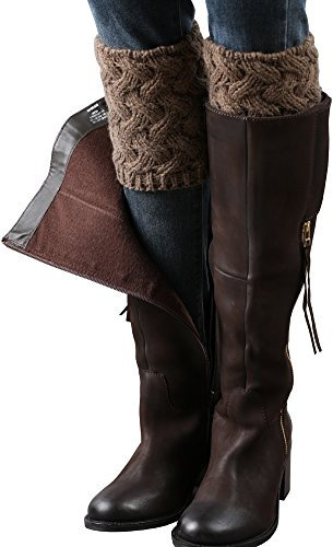 Vellette Scaldamuscoli Donna caldo Maglia Gamba Calze Stivali Cover di Invernouncinetto Leg scalda scarponi Calzini