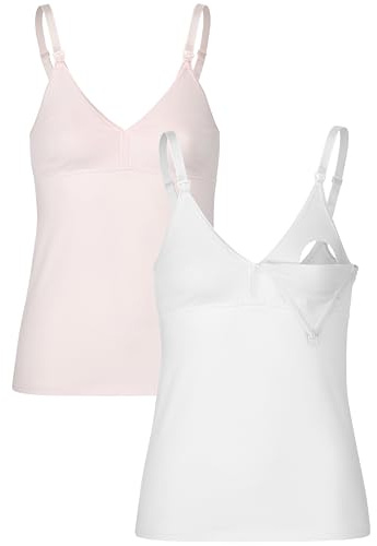 Herzmutter Camiseta Lactancia - Algodón - Top de Lactancia Materna - Ropa Mujeres Lactantes - Bustier Integrado - Set de 1 y 2-5400
