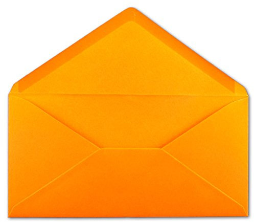100 DIN Lang Briefumschläge Orange 22 x 11 cm -120 g/m² Nassklebung Post-Umschläge ohne Fenster ideal für Weihnachten Grußkarten Einladungen von Ihrem Glüxx-Agent