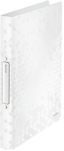 Leitz WOW Ringbuch für bis zu 190 Blatt, A4, 25 mm Rückenbreite, 4 D-Ring Mechanik, Perlweiß, Kunststoff, WOW, 42570001