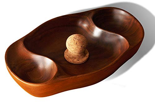 RAW HYD Briar & Oak Vintage Tobacco Pipe Ash Tray with Cork Knocker | Double Wooden Pipe Rest & Ashtray for Indoor, Outdoor, Patio, Home & Office Use - Pipe & Cigar Ashtray Gift for Men